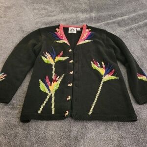 VINTAGE Storybook Knits Bird Of Paradise Cardigan Size L